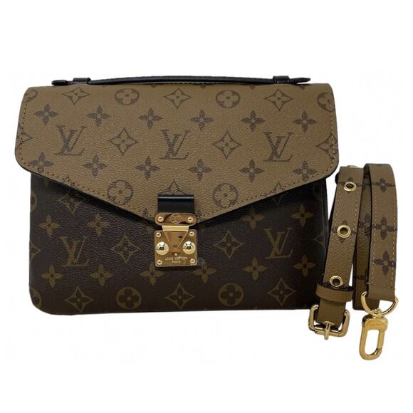 Louis Vuitton Pochette Metis Shoulder Bag Brown Leather Monogram Reverse Coated - Picture 13 of 13